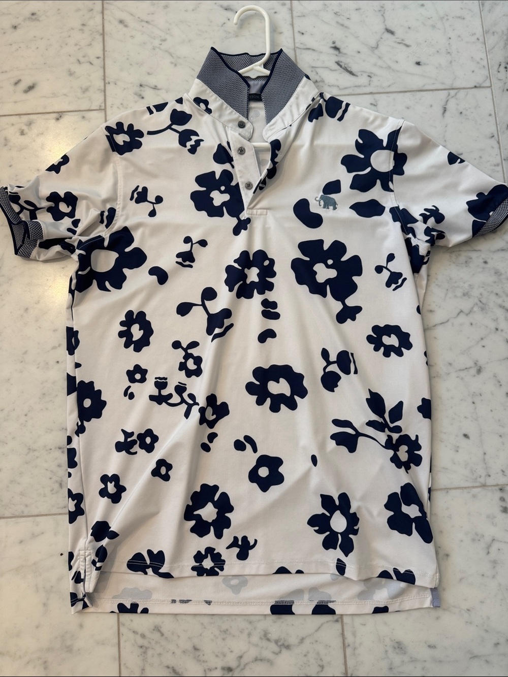 Men’s Greyson Golf Floral Polo - White & Navy (m)